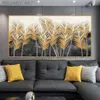 Black Golden Abstract Painting Leaf Posters Canvas Prints Wall Art Pictures For Living Room Modern Home Decor Tree Quadros331a