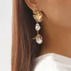 Boucles d'oreilles pendantes DAVINI mode Faux baroque en forme de perle en métal géométrique feuilles irrégulières bijoux Hipster