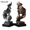 VILEAD 32 centimetri in resina Il silenzio è maschera d'oro Statua Ornamenti astratti Statuette Maschera Scultura artigianale per ufficio Vintage Home Decor T202413