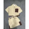 designer MM23ss New Product Set Khaki Brown Pocket Embroidered Letters Cool Girl Workwear Style Skirt with Belt 9HMM