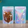 8 Size Laser Aluminum Foil Stand Up Zipper Top Pouches Doypack Clear Front Holographic Mylar Packaging Bags LX6390