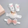 Haar-Accessoires, die modische Baby-Süße, süße Stirnband-Socken-Set mit Geschenkbox-Verpackung, geborene Mädchen, Baumwollbänder für Kinder von 0–12 Monaten