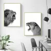 2 pezzi Tela Pittura Leone e Leonessa Poster Animale Wall Art Stampa Immagine Nero Bianco Boschi per Soggiorno Home Decor1254t