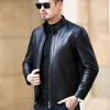 YXL-221 Natural Leather Jacket Mens Stand-Up Collar Business Casual päls Mens Super Soft SE Plush Liner Warm Jacket 240222