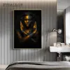 Donna nera oro dipinta di pittura africana arte poster dipinti moderni per soggiorno immagini murali decorazioni per la casa cuadro310e