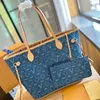 Blå denim handväska designer väska stor kapacitet shoppingväska för kvinnors tygväska mode axelväskor crossbody canvas sac plånbok