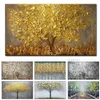 Yeni el yapımı büyük modern tuval sanat yağlı boya lnife altın ağaç resimleri ev oturma odası el dekor duvar sanatı picture268b