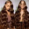 250% 30 40 Inches Chocolate Brown Body Wave 13X6 Lace Front Human Hair Wigs 13x4 Lace Frontal Wig Colored Human Hair for Women