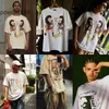 Designer Men's Trend Short Sleeve Cartoon Character Print Sleeved Vintage Ejressed Loose Round Neck Pullover T-shirt 5wfr