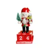 Wood Santa Snowman Nutcracker Ornament 24 Days Christmas Countdown Advent Calendar Nutcracker Sedier Desktop Decoration 240311
