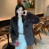 New Car Winter 2023 Stripe Fox Fur Grass Women's Korean Edition Mid Length Youth Coat Casual Loose 3