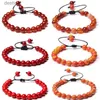 Beaded Red Orange Stone Armband 8mm Natural Agat Watermelon Beaded Armband Justerbar Yoga Lucky Armband för kvinnliga kvinnliga smycken24213