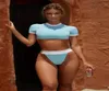 Новый укороченный купальник для женщин, комплект бикини 2019, сексуальный купальник-бикини с короткими рукавами, женский бикини, женский летний пляжный купальник Bat5600258