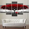 Modulare Tela HD Stampe Poster Home Decor Wall Art Immagini 5 Pezzi Red Tree Art Paesaggi Dipinti di paesaggi Senza cornice324j