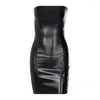 Casual Dresses 2024 Summer Women Sexy Party Strapless Bodycon Pu Leather Slim Package Hip Mini Dress Sundress Female Clothing