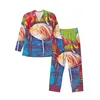 Nachtkleding voor heren Flamingo Design pyjamasets Abstract schilderkunst Warm mannelijk Lange mouw Esthetisch Vrije tijd 2-delig thuispak Groot formaat