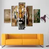 5-teiliges Leinwandkunst-Set Fierce Tiger Gemälde Moderne Leinwanddrucke Gemälde Yekkow HD Tier Wandbild für Schlafzimmer Home Decor274G