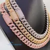 Fina smycken Miami Hip Hop Fashion 18K Gold Plated VVS Moissanite Rose Gold 12mm Cuban Link Chain Jewelband Necklace