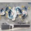 Murale personalizzato Carta da parati 3D Stereo in rilievo Fiori di rosa Murales Europeo Retro Soggiorno TV Sfondo Decorazione della parete Pittura246y