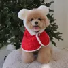 Cat Dog Costume Santa Cosplay Komik Pet Noel Cape Kırmızı Tatil Giyim Malzemeleri Aksesuarlar Köpekler 240226