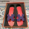 Orans Slippers Dames Sandalen Dames Verslijten in de zomer 2024 Lente en Nieuw Htype Leer Platte Bodem Hoge Versie Netto Rood A3x7