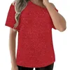 Damen-T-Shirts, Pailletten-Tops für Frauen, glitzerndes Glitzer-Top, Blusen, lässige Mode, lockeres Pailletten-Shirt, Urlaub, Club-Party