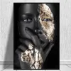 Anime Decor Wall Art Art Black and Gold Woman Malowideł olejny na płótnie plakaty sztuki wydruki skandynawskie zdjęcie do salonu273z