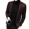 Luxury Party Prom Blazer Autumn Men Shinny Yarn Wine Red Blue Black Blazer Jacket Men Slim Fit Business Dress Suit Coat Jackets 240304