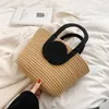 Sac tissé pour femmes, sac à main tricoté en herbe, rénovation simplifiée, croix Oblique, vacances, corde en coton, fourre-tout de banlieue