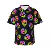 Chemises décontractées pour hommes Chemise de vacances dégradée Homme Noir Violet et Rose Hawaii Manches courtes Lâche Blouses surdimensionnées Cadeau d'anniversaire