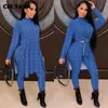 CM.YAYA Active Houndstooth Sweatsuit Womens Set Long Tops Legging Pants Suit Streetwear Tracksuit Two Piece Set Fitness Outfit 240304