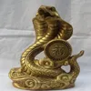 China Chinese Brass Folk Fengshui Fu Rich Wealth Zodiac Year Eye Snake Statue217k