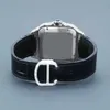 Ceinture en cuir noir pour hommes ou femmes, pièce de déclaration, fabriquée en acier inoxydable, montre Moissanite pour toute occasion