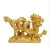 Kiwarm clássico 6 3 chinês geomancy ouro dragão estatueta estátua ornamentos para sorte e sucesso decoração casa craft188n