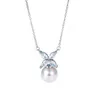 Collier de pendentif clé d'amour des amoureux pour femmes Boîte cadeau élégant Pearl Bowknot Collier de chaîne de chaîne de bijoux en gros