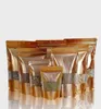 100st Gold Embassed Standing Packaging Zipper Ziplock Bag med Clear Window Resesleable Packing Mylar Golden Pouch Bags7809471