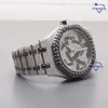 Latt digne laboratoire cultivé rond brillant coupe VVs clarté diamant glacé fait à la main personnaliser cadran montre-bracelet pour hommes