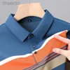 Men's Polos Luxury high-end ice silk breathable short-sleeved POLO shirt summer fashion stripe lapel T-shirt casual ldd240312