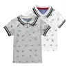 Baby Boy Polo Shirt Summer Dinosaur Printed Turn-Collar Tops For Kids Boys Shirts 3-7 Years Breattable Children kläder 240311