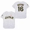 BG honkbal Jersey Japan 16 OHTANI jerseys Naaien Borduren Hoge kwaliteit Sport Outdoor Wit Zwart streep Wereld 240305