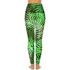 Leggings femininas planta tropical calças de yoga sexy folhas de palmeira gráfico cintura alta correndo leggins senhora casual elástico esportes collants