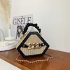 Spliced Grass Woven Handheld Women's Bag Fashion Chain Straddle Summer Texture Box