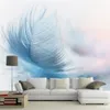 Benutzerdefinierte 3D Wandbild Moderne Mode Schöne Blaue Feder Tapete Wohnzimmer TV Sofa Hintergrund Wand Wohnkultur Papel De Parede307c