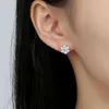 Boucles d'oreilles en argent Sterling 925 pour femmes, bijoux fins, cadeau de saint-valentin, Halo de diamant Moissanite