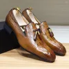 Casual Schuhe Krokodil Muster Echt Leder Männer Schuhe Vintage herren Business Hohe Qualität Mann Kleid Quaste A120