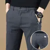 Herbst Winter Herren Casual Hosen Business Gerade Dicke Stretch Hose Männlich Marke Kleidung Grün Schwarz Grau 240314