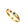 Temperament Fashionable Red Green Titanium Steel For Women's Light Set With Diamond Spring Bracelet Bracelet