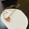 Fashion Heart Diamond Pendant Necklace Designer Women monogram Choker New Birthday Gift Brand Pearl Necklace 18K Gold Plated Premium Jewelry Wholesale