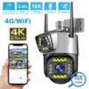 4G SIM 4MP WIFI IP كاميرا Dual Lens Security Security Ai Human Monitor Outdoor Night Night CCTV كاميرا مراقبة الفيديو