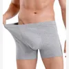 Underbyxor l-8xl boxer shorts mäns trosor bomull andas u konvex manlig mitten midja sexiga boxarehorts plus storlek